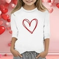 thumbnail image 2 of Byoo Heart Graphic Little Girls Shirt Valentine 3/4 Quarter Sleeve Round Neck Lightweight Tee Casual Daily Loose Kids T Shirt, 2 of 4