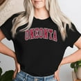 thumbnail image 2 of Oneonta New York Varsity Arched Text T-Shirt – Classic Collegiate Style Red Graphic Tee, Oneonta NY Pride Shirt for Women, Upstate New York Souvenir Apparel, 2 of 3