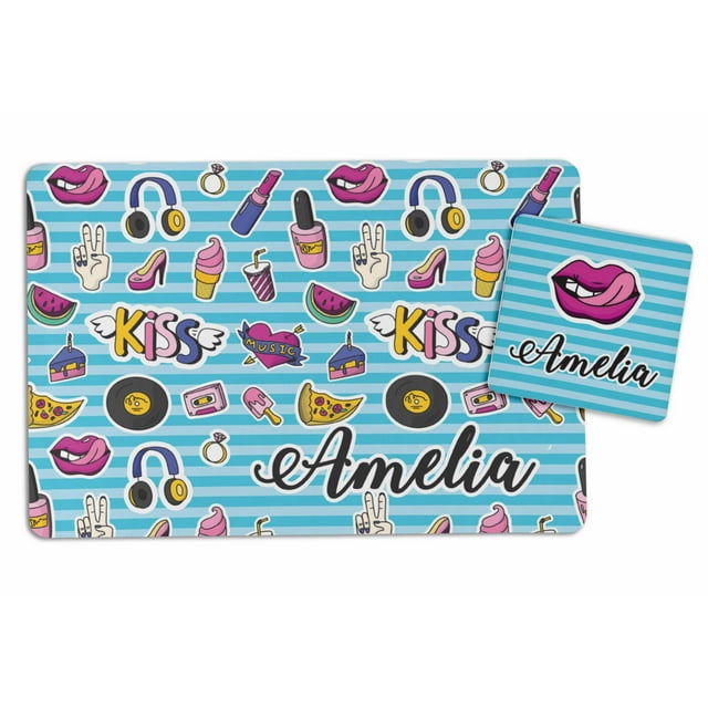 Printtoo Fashion Print Personaized Gift For Kids Placemat & Coaster Set For Girls,Boys Gift,Christmas Gift-8x11.5 Inch