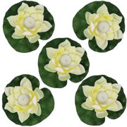 Angle View: Just Artifacts 5pc Foam Lotus Floating Water Flower Candle (Color: Ivory)