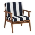 thumbnail image 3 of Linon Lathan 4-Piece Outdoor Chat Set, Includes Couch, Coffee Table, and 2 Chairs, Natural Oil Stained Finish with Navy Stripe Fabric, 3 of 8