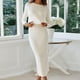 thumbnail image 4 of Suéter Traje de vacaciones para mujer con falda larga y top de manga larga de mezcla de algodón (blanco L) Ygjytge Blanco T L para Mujer, 4 of 7