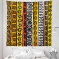 thumbnail image 1 of Tribal Tapestry, Motifs with Hand Drawn Style Borders Pattern Art, Fabric Wall Hanging Decor for Bedroom Living Room Dorm, 5 Sizes, Black Orange and Yellow, by Ambesonne, 1 of 1