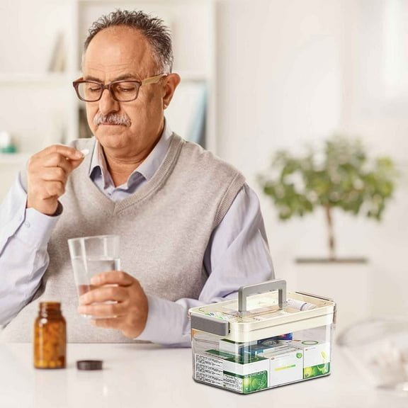 Portable Medicine Storage Box, Medical Organizer With Removable Small Medicine Box, Dustproof & Moisture-Proof, Family Size with Transparent Visual Design, Suitable for Home&Travel Use (Clear)