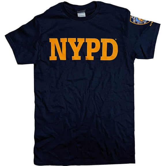 NYPD Short Sleeve Yellow Print with Sleeve Badge T-Shirt Navy Xl