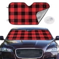 thumbnail image 3 of Lsque Buffalo Plaid Red Black Car Windshield Sun Shade | Accordion Folding Style Auto Shade for Car Truck SUV Van | Blocks UV Rays Sun Visor Protector | Medium, 3 of 7