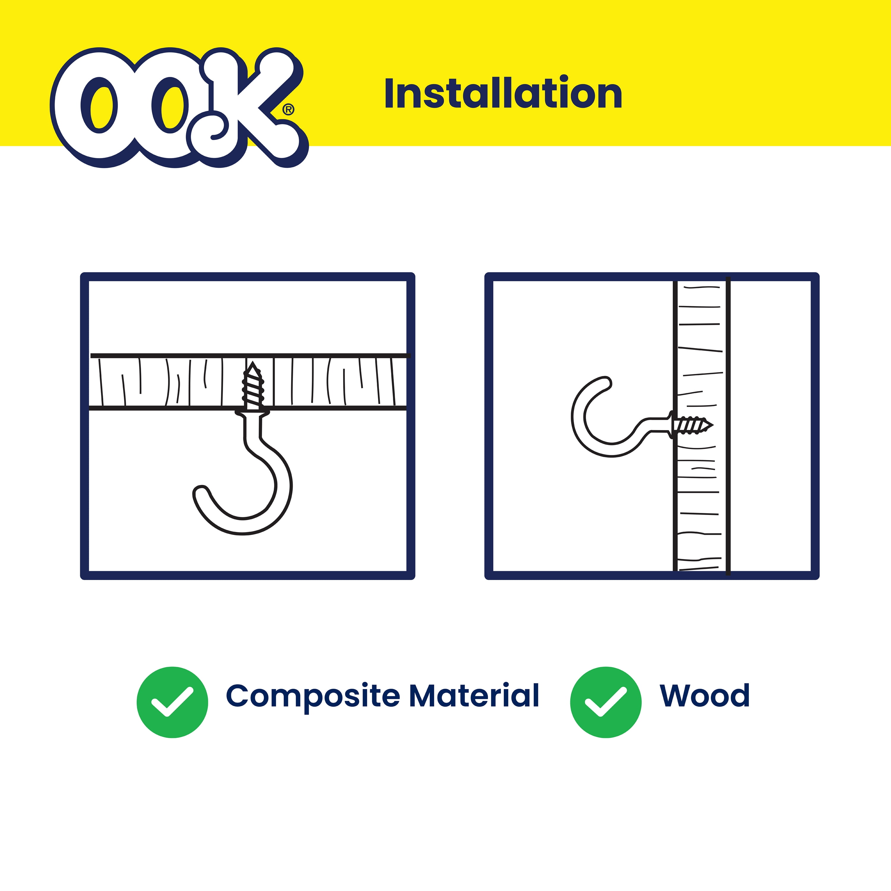 (3 pack) Ook Cup Hooks, 1-1/4", 1 lbs, Screw Hooks, Steel, Antique Brass, Gold, 3 pack