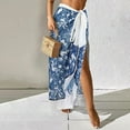 thumbnail image 4 of 1 blue floral split three-piece women's slim retro print with a multi-purpose wrap skirt, 4 of 5