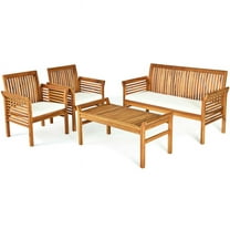 Aimee Lii 4 Pieces Outdoor Acacia Wooden Patio Furniture Set, Teak