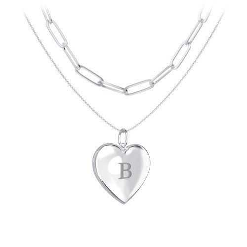 Layering Necklace with Locket and Paperclip Chain