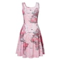 thumbnail image 5 of HKEJIAOI Robe Florale pour Femmes Offres Liquidation Robes Décontractées Femmes Robes Décontractées Sans Manches Col Rond Été Imprimé Carte Robe pour Plage Rose, 5 of 5