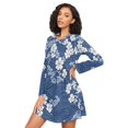 thumbnail image 3 of FORMRS Womens Long Sleeve Nightgowns Crew Neck Sleep Shirt Soft Pajamas Sizes S-3XL, Floral Ocean Waves, 3 of 8