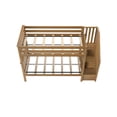 thumbnail image 4 of Max & Lily Twin over Twin Bunk Bed for Kids, Solid Wood Bunk Beds with Stairs and Storage, Pecan, 4 of 11