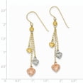 thumbnail image 3 of Primal Gold 14 Karat Tri-color Puff Heart Dangle Earrings, 3 of 5