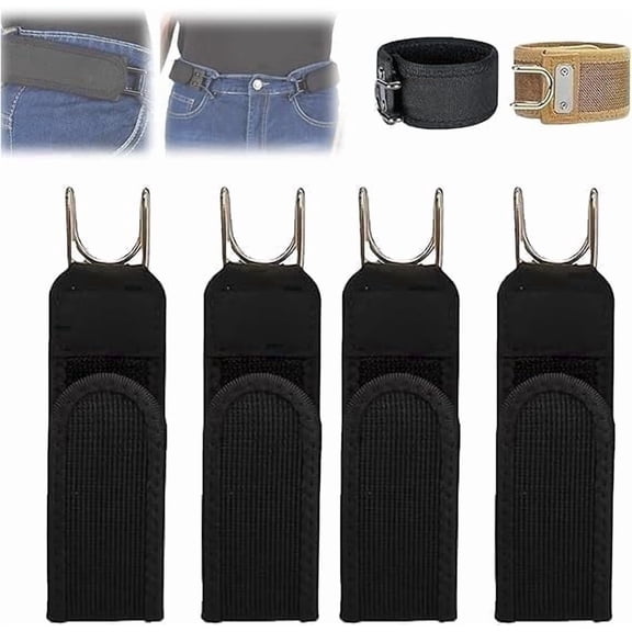 Surpdew 4PCS No Buckle Belts for Men, Buckleless Elastic Waist Belt with Metal Hook, Invisible Loop Belt for Work, EDC & Fathers Day Gifts for Husband
