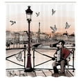 thumbnail image 3 of Ambesonne Urban Shower Curtain, Music Accordionist Paris, 69"Wx75"L, Peach Brown, 3 of 5