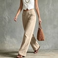 thumbnail image 5 of hlysgo Womens Wide Leg Linen Pants Trendy Straight Leg High Waisted Dress Pants Business Casual Work Trousers with Pockets Beige,XL, 5 of 5