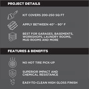 Black, Rust-Oleum RockSolid High Gloss Polycuramine Garage Floor Coating Kit-60003, 76 oz