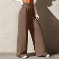 thumbnail image 5 of BRDFRL Women Wide Leg Sweatpants Drawstring Waisted Baggy Sweatpants Straight Leg Oversized Flowy Joggers Pants with Pockets Brown M, 5 of 6