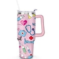 thumbnail image 2 of 40oz Funny Nurse Life Stainless Steel Flip Straw Tumbler Spill Proof Travel Cup Double Wall Vacuum Insulated Coffee Mug with Handle, 2 of 6