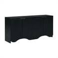 thumbnail image 2 of Sideboard Buffet Cabinet With 4 Doors Modern Kitchen Storage Cabinet With Vertical Stripes Wavy Bottom Design Adjustable Shelves, 2 of 9