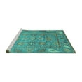 thumbnail image 2 of Ahgly Company Machine Washable Indoor Square Abstract Turquoise Blue Modern Area Rugs, 5' Square, 2 of 4