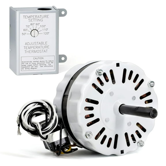 F0812B3146, F0816B4732, 35407 Power Vent Attic Fan Motor & Adjustable Thermostat Control Kit for Air Vent Attic Fan,Vent Fan Motor Replacement