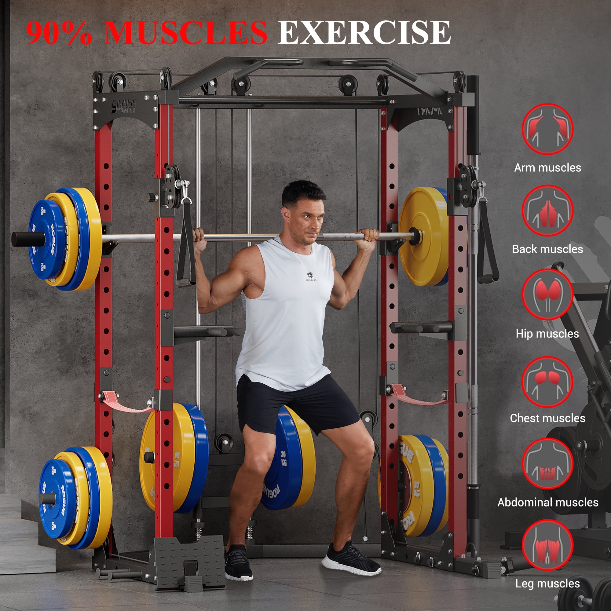 Ubuy Squat And Barbell Rack Power Rack 1200 LBS Power Cage Squat