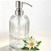 GULICA Glass Soap Dispensers with Brushed Nickel Pump Head, Hand Soap Dispenser for Kitchen and Bathroom, Heavy Glass Soap Dispenser 15oz, High Purity Glass - 1 Pack