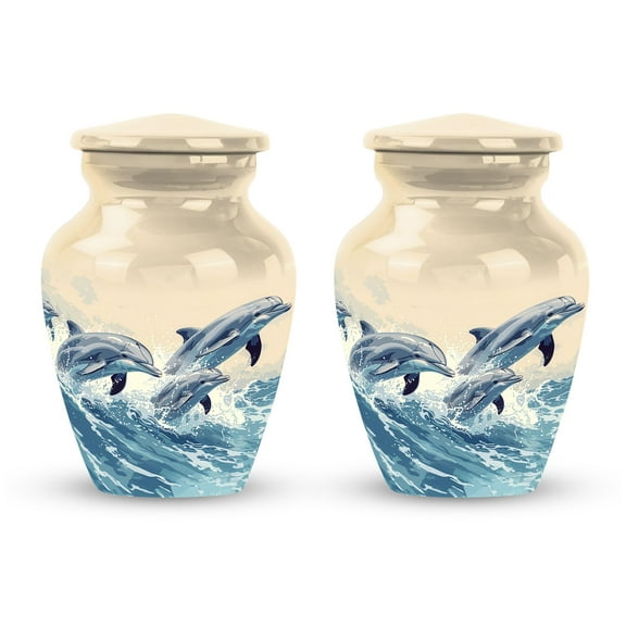 SUBSH Dolphin Urn for Ashes for Women - Small Urn for Ashes - Urn Keepsake for Human Ashes - Cremation Urns for Human Ashes Adult Male - Keepsake Urns Dad - an Urn for Ashes (Size - 3inch,2pcs)