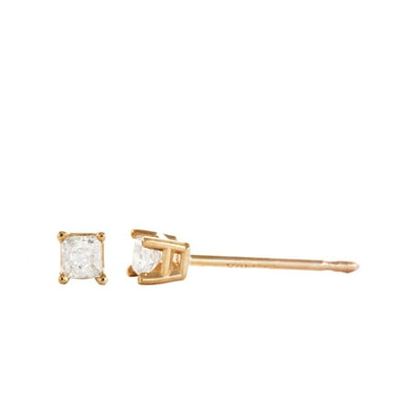 1/10 Carat T.W. Princess Cut Diamond 10kt Yellow Gold Stud Earrings
