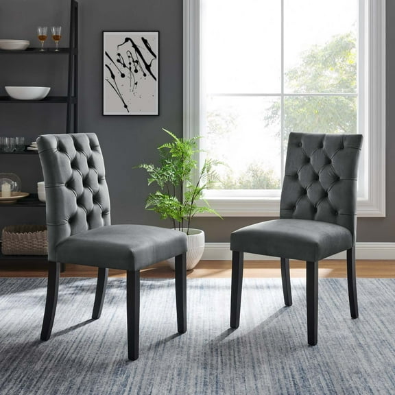 Modway Duchess Performance Velvet Dining Chairs - Set of 2 in Gray