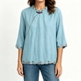 thumbnail image 6 of Womens Plus Size Tops Linen Elbow Length Sleeve Tshirts for Women Crew Neck Pullover Summer Fall Top M-4XL, 6 of 6