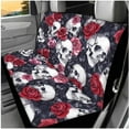 thumbnail image 3 of HUIACONG Rose and Skull Car Seat Covers Full Set Halloween Goth Car Accessories Seat Covers with Steering Wheel Cover Center Console Cover Seat Belt Pads Headrest Cover Coasters Keychain,14 Pcs, 3 of 8