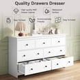 thumbnail image 6 of ASTUVIA 7 Drawer Dresser for Adult - 55.1"Width TV Stand with Anti-Tip Metal Rails for Bedroom Living Room,White, 6 of 11