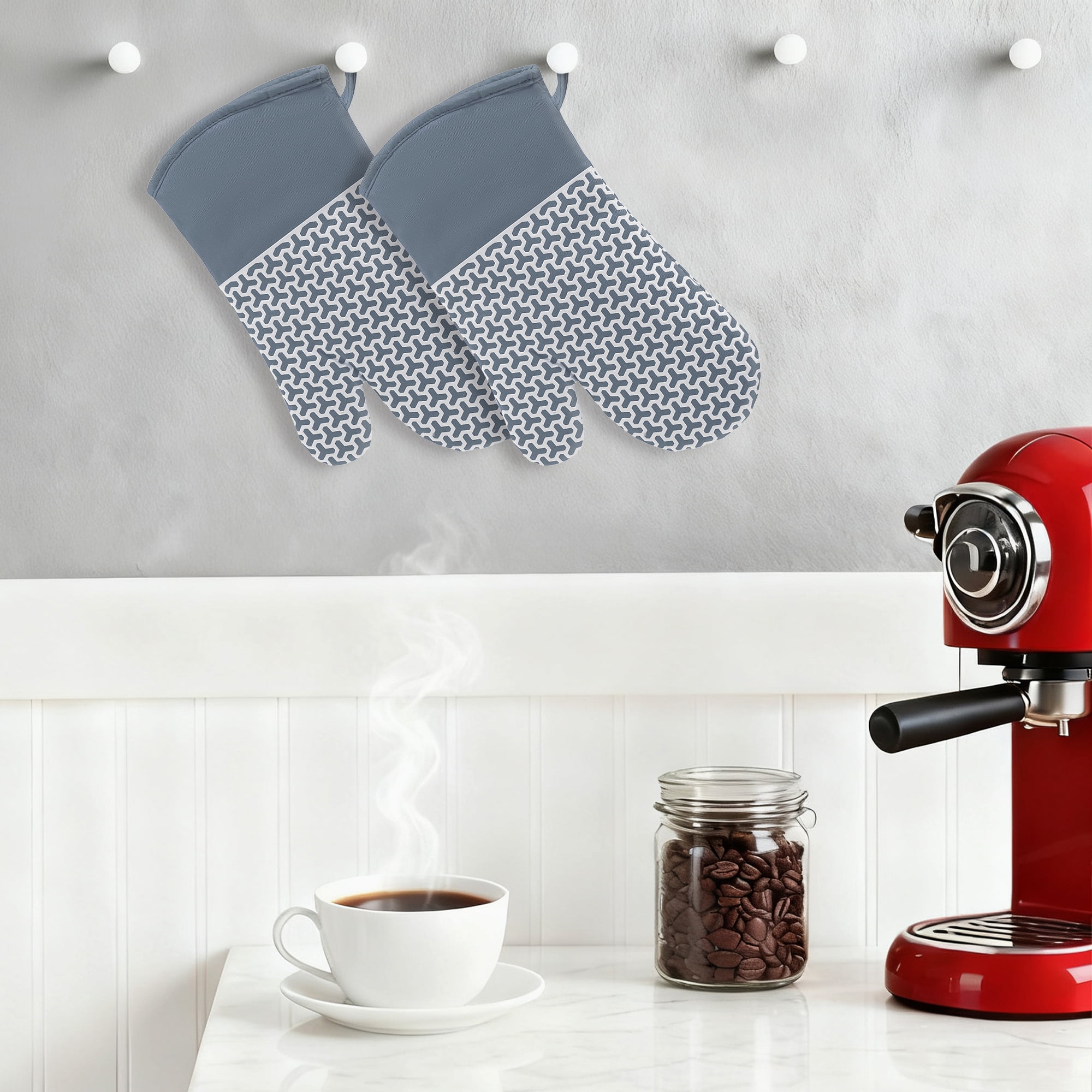 Unique Bargains Heat Resistant Cooking Gloves Flexible Gripping Gray 12.8x7.5inch