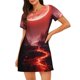 thumbnail image 1 of Easygdp Red Moon Lava Camisón de manga corta para mujer, informal, estampado, 1 of 6