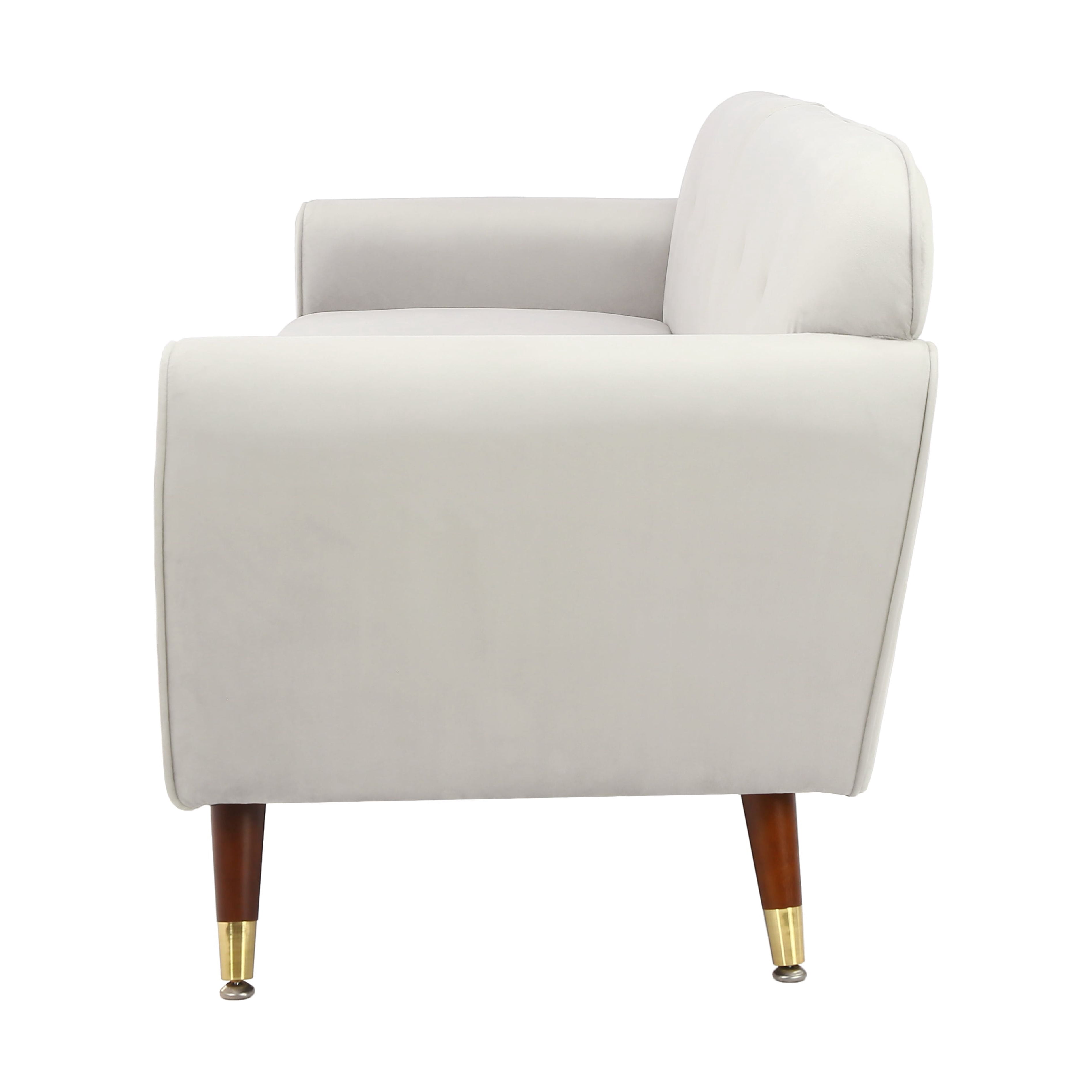 BSHTI 76 inch Modern Velvet Sofa Couch with Curved Back, Sofa Sleeper Button Tufting and Tapered Legs, Beige