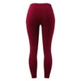 thumbnail image 3 of Leggings for Women Tummy Control High-Waist Slim-Fitting Tights Pocket -Lifting Yoga Pants,Red,XL, 3 of 6
