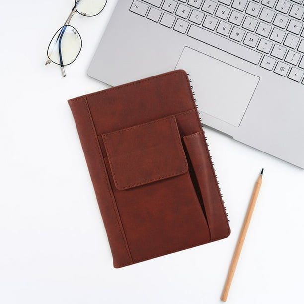 Fiudx Cuaderno A5, Bloc de Notas de Hojas Gruesas, Bloc de Notas de Piel Sintética Resistente, Prácticos Bolsillos En La Cubierta, Ideal para Oficina y Escuela, Ideal para Profesionales y Estudiantes