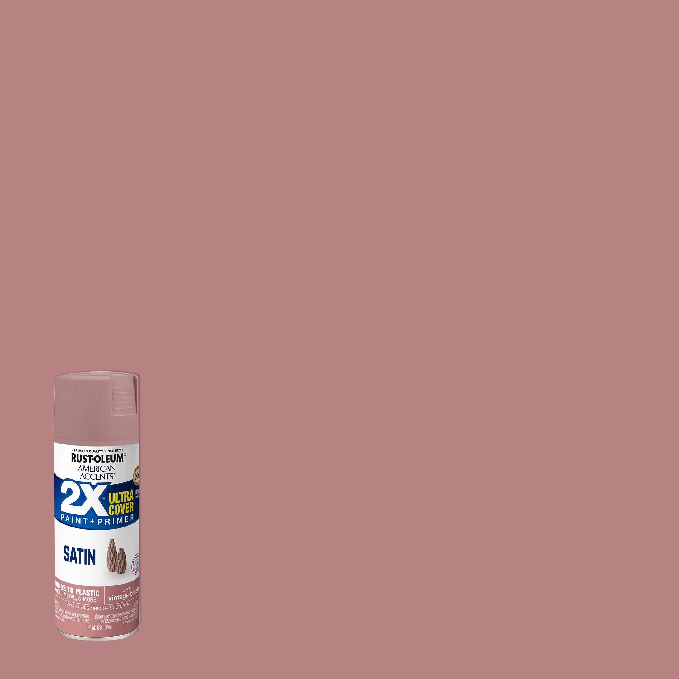 Vintage Blush, Rust-Oleum American Accents 2X Ultra Cover Satin Spray Paint- 12 oz