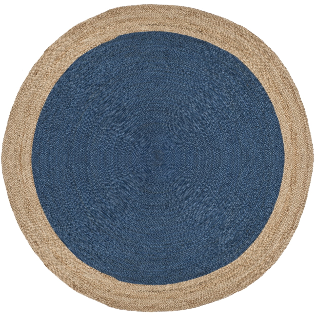 SAFAVIEH Natural Fiber Cebrail Braided Jute Area Rug, Royal Blue/Natural, 10' x 10' Round