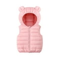 thumbnail image 3 of Esaierrr Toddler Kids Solid Colour Hooded Ears Waistcoat Down Jacket 1-7Y Warm Outerwear Spring Autumn Sleeveless Jacket Cotton Coat Tops, 3 of 8