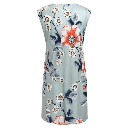

asdoklhq Maternity Dresses for Women Plus Size Women Sleeveless Pregnant Maternity Dress Flower Nursing Pregnancy Casual