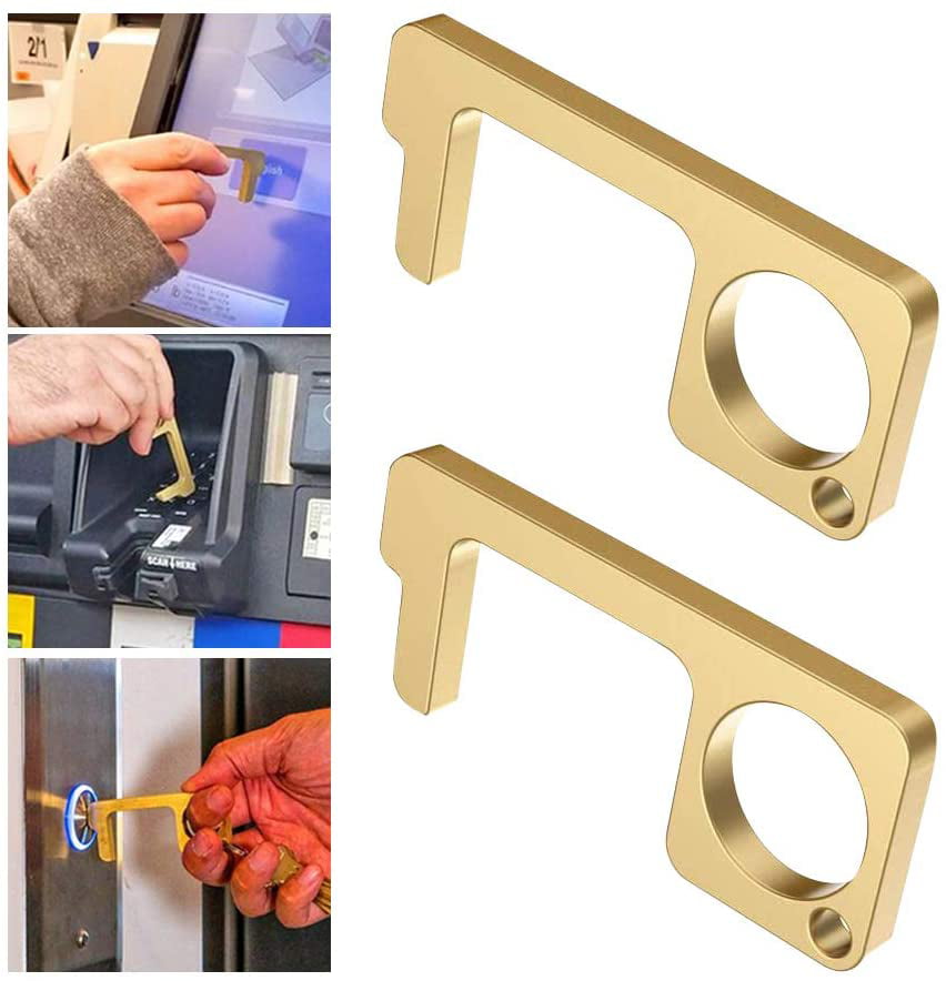 No Brass Door Opener Tool Portable Handheld Opening Loop Hook Keychain 2 Pack