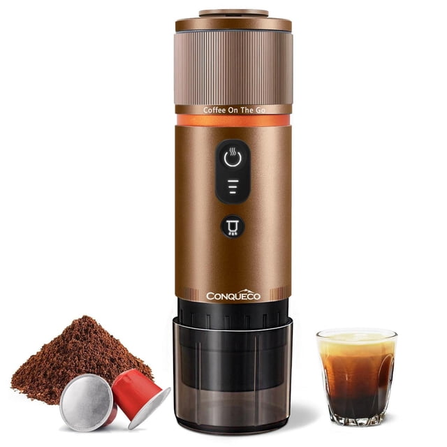 Cafetera Portátil CONQUECO marrón Con Cápsulas para Viajes