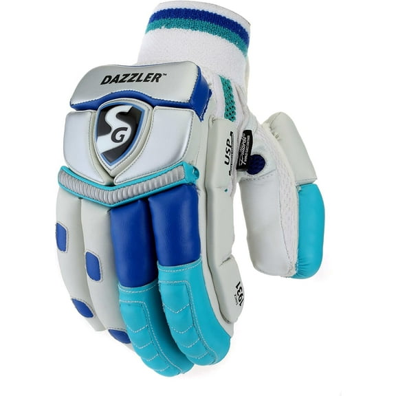 SG Dazzler Cricket Batting Gloves | Color- White| Size- Men RH