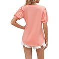 thumbnail image 6 of Coduop Women Short Puff Sleeve Tunic T-Shirt,Solid Color V-Neck Loose Shirts Summer Casual Tops, 6 of 7