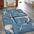 thumbnail image 3 of 3'x5' Area Rugs, Blue Nautical Anchor Indoor Outdoor Area Rug for Living Room Bedroom, Summer Coastal Ocean Starfish Shell Washable Bathroom Rugs Kitchen Floor Carpet Mats Home Decor Aesthetic, 3 of 8