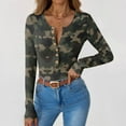 thumbnail image 7 of Long Sleeve Womens Knit Tops Fall Fashion 2026 Tops Camo Printed Henley Shirts Tunic Top Slim Fit, 7 of 7